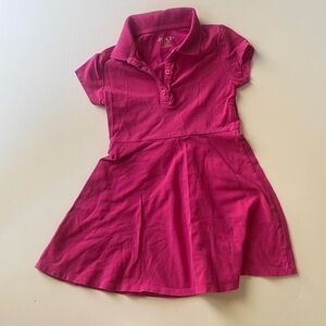 Girls Uniform Ruffle  Polo Dress - Pink